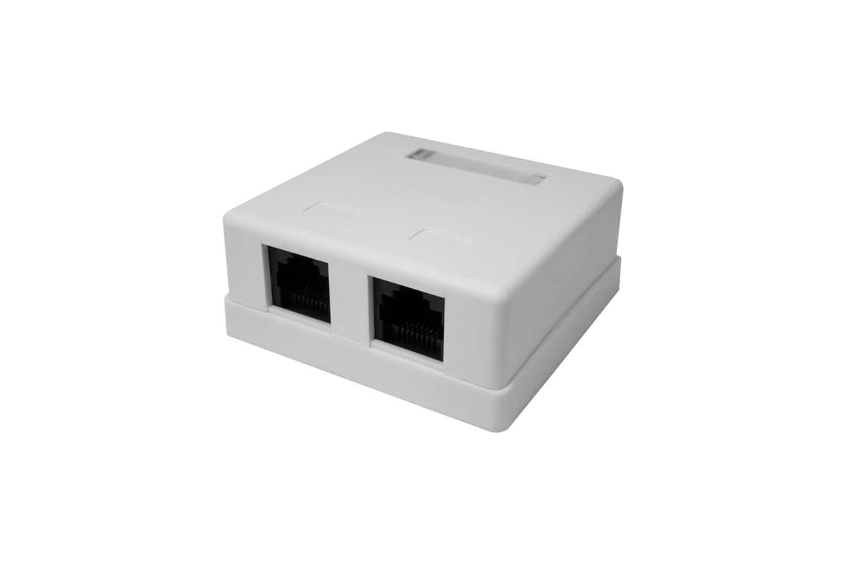 Розетка RJ-45+RJ-45 открытый монтаж категория 5e, IP20, белый, SUPRLAN (10-0309-1)