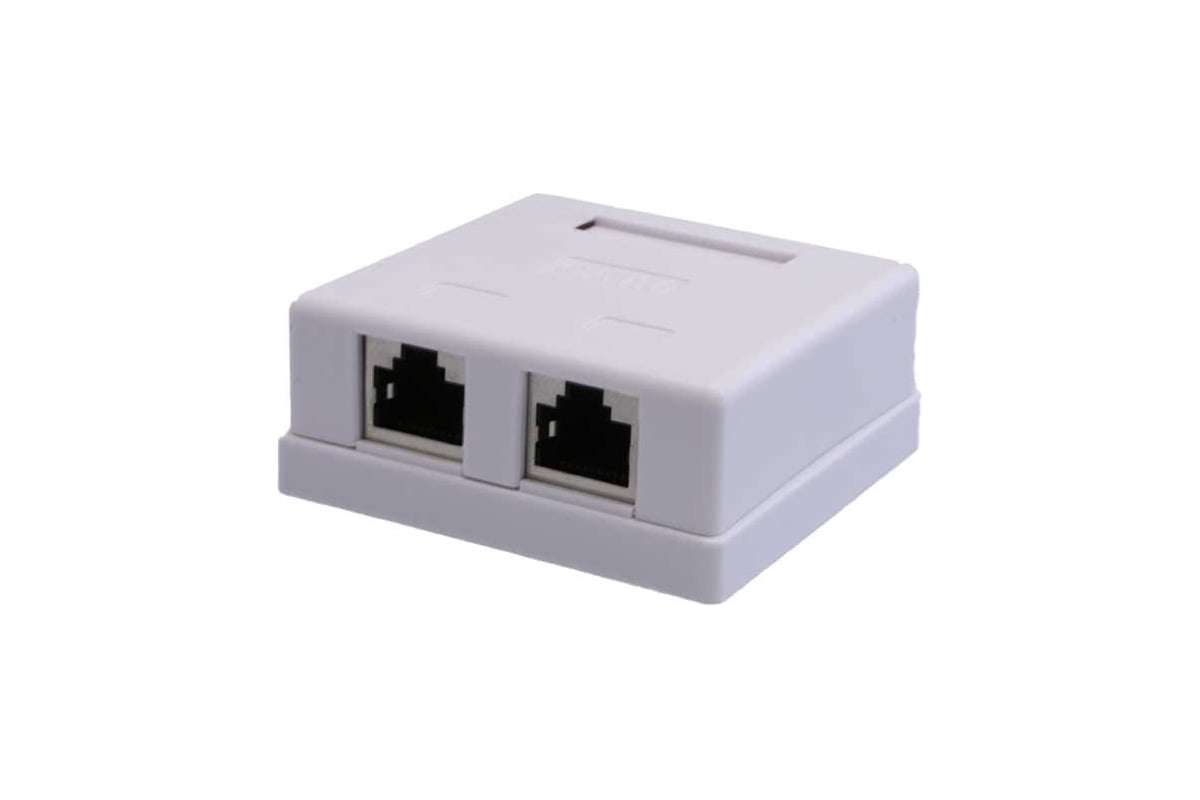 Розетка RJ-45+RJ-45 открытый монтаж категория 6, экранированная, IP20, белый, SUPRLAN (10-0353-1)