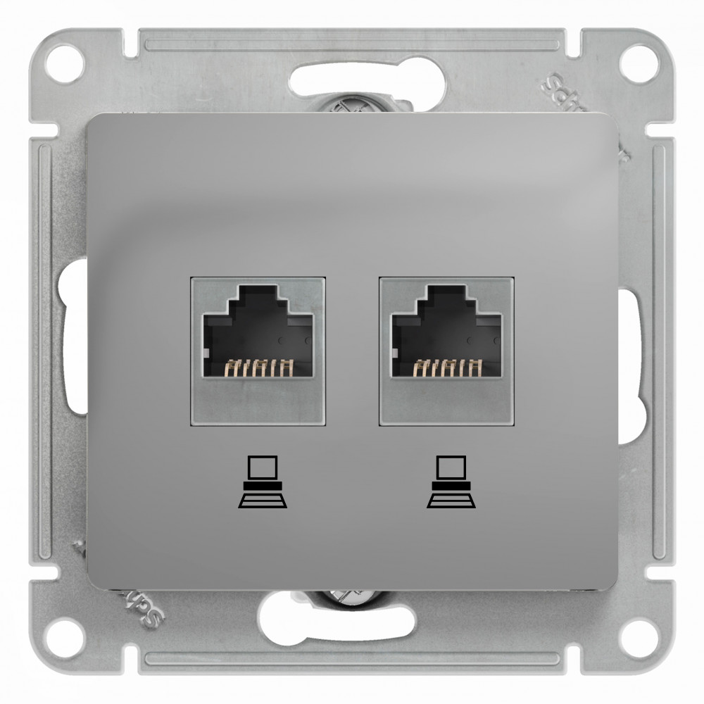 

Розетка RJ-45+RJ-45 скрытый монтаж категория 5e, IP20, алюминиевый, Systeme Electric GLOSSA (GSL000385KK)