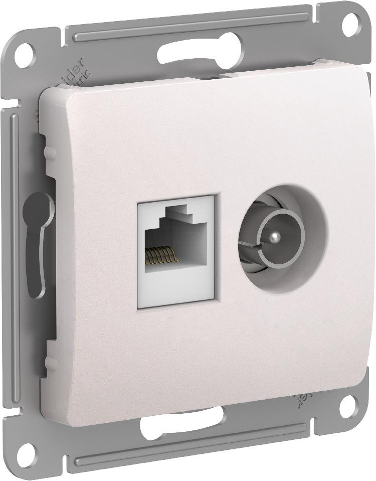 

Розетка TV звезда/RJ45 скрытый монтаж категория 5e, IP20, перламутр, Systeme Electric GLOSSA (GSL000689)