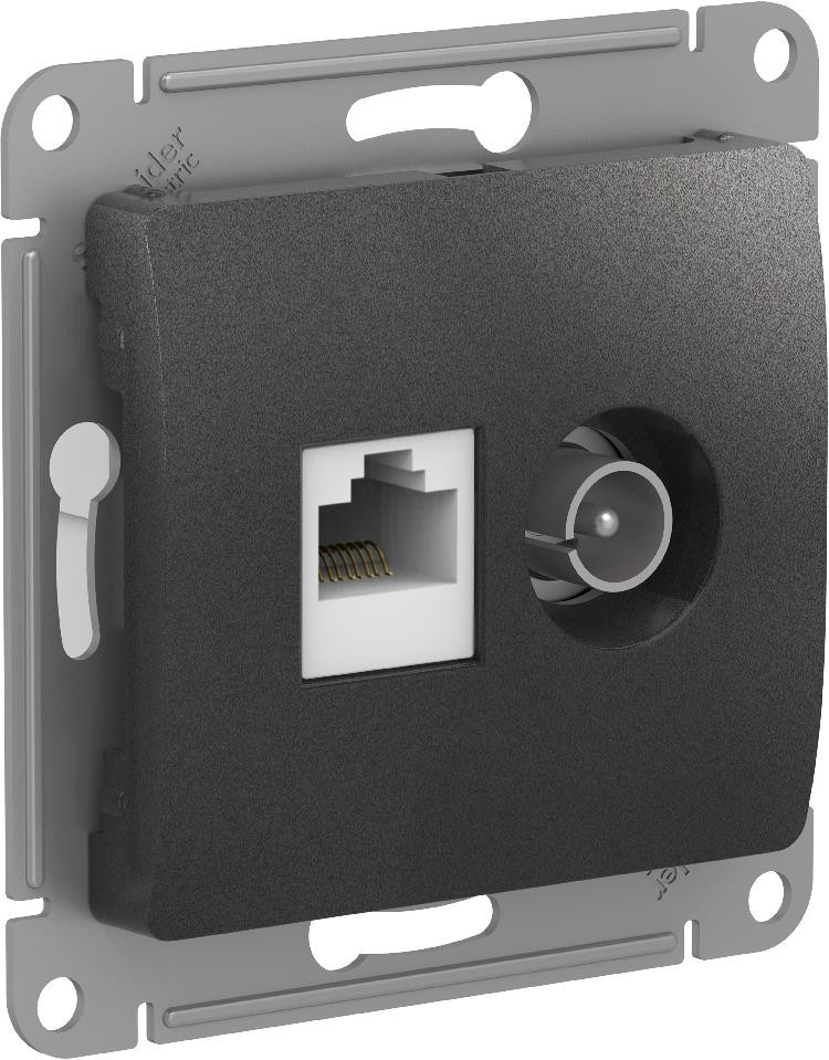

Розетка TV звезда/RJ45 скрытый монтаж категория 5e, IP20, антрацит, Systeme Electric GLOSSA (GSL000789)