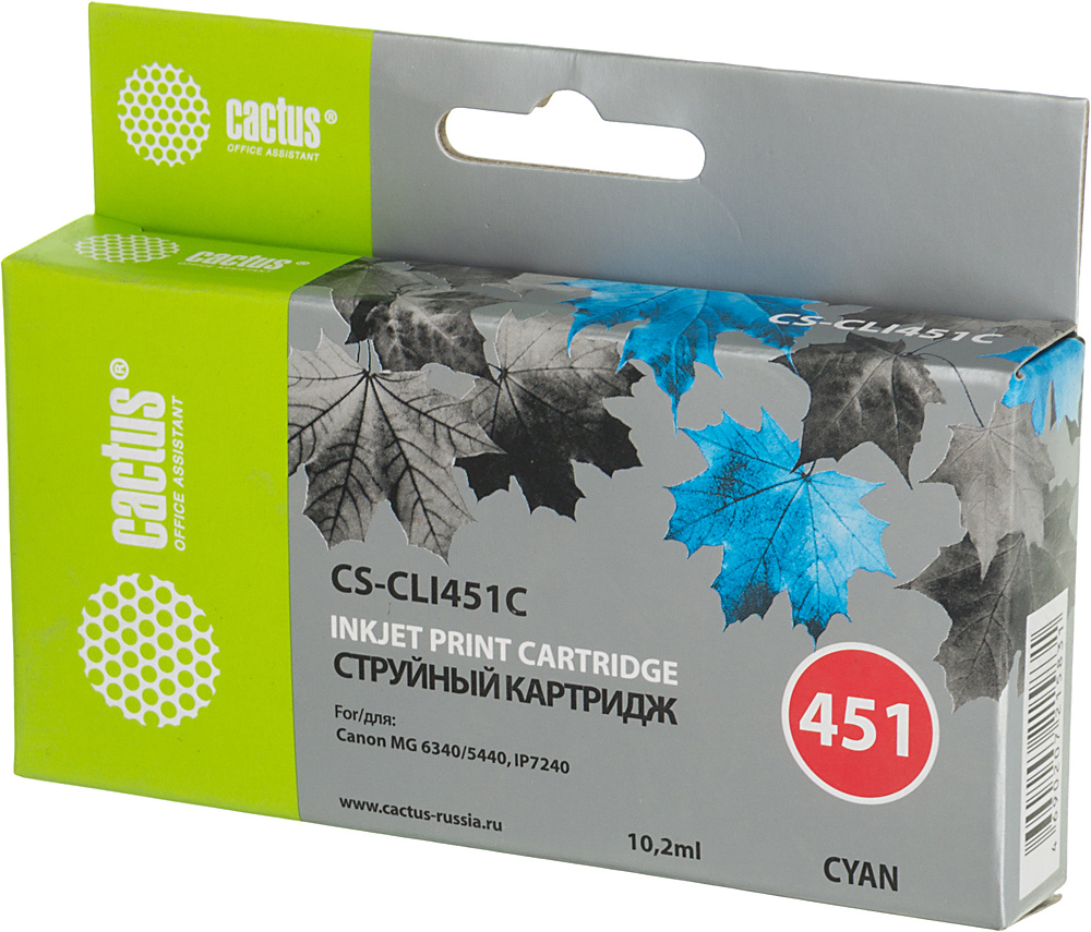 

Картридж струйный Cactus CS-CLI451C (CLI-451C), голубой, совместимый, 9.8мл, для Canon PIXMA-iP7240 / iP8740 / iX6840 / MG5440 / MG5540 / MG5640 / MG6340 / MG6440 / MG6640 / MG7140 / MG7540 / MX924