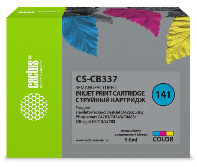 

Картридж струйный Cactus CS-CB337 (141), цветной, совместимый, 10.2 мл, для HP C4343