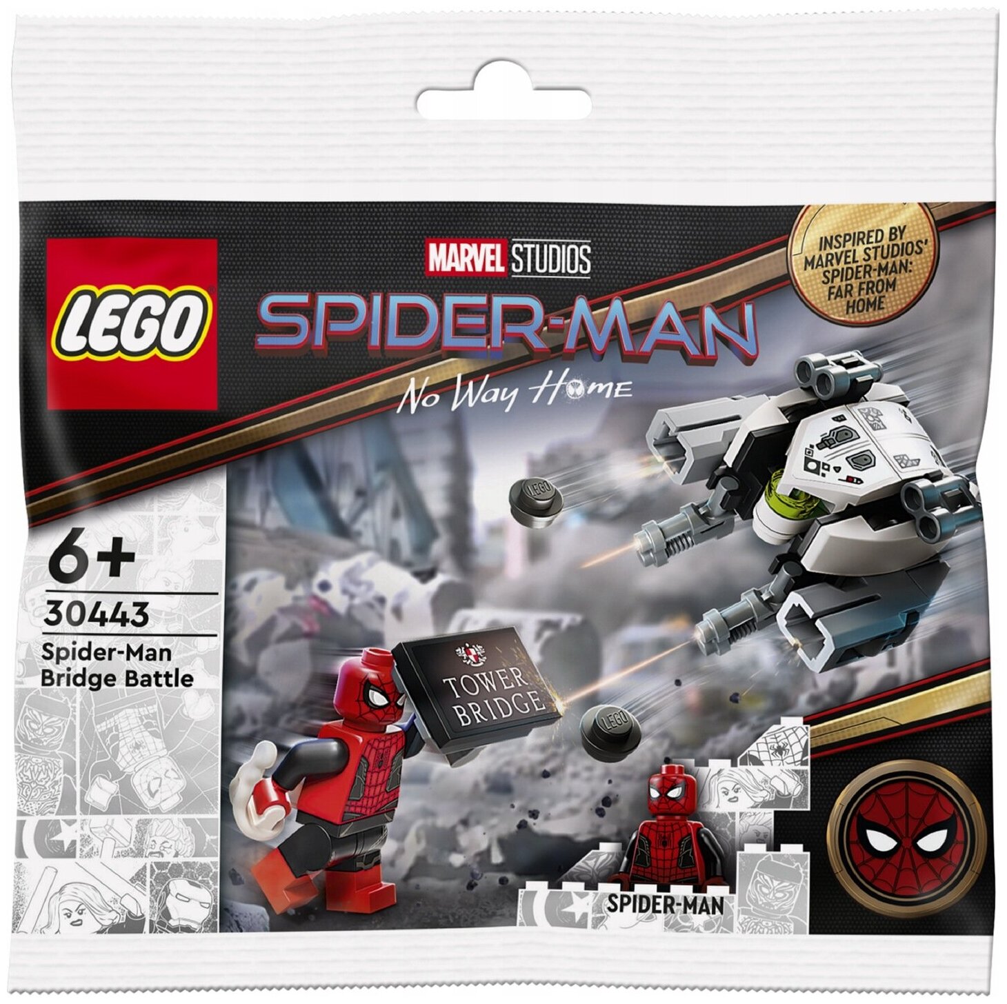 

Конструктор LEGO Marvel Дуэль на мосту Человека-паука, деталей: 44 (30443), Marvel Дуэль на мосту Человека-паука