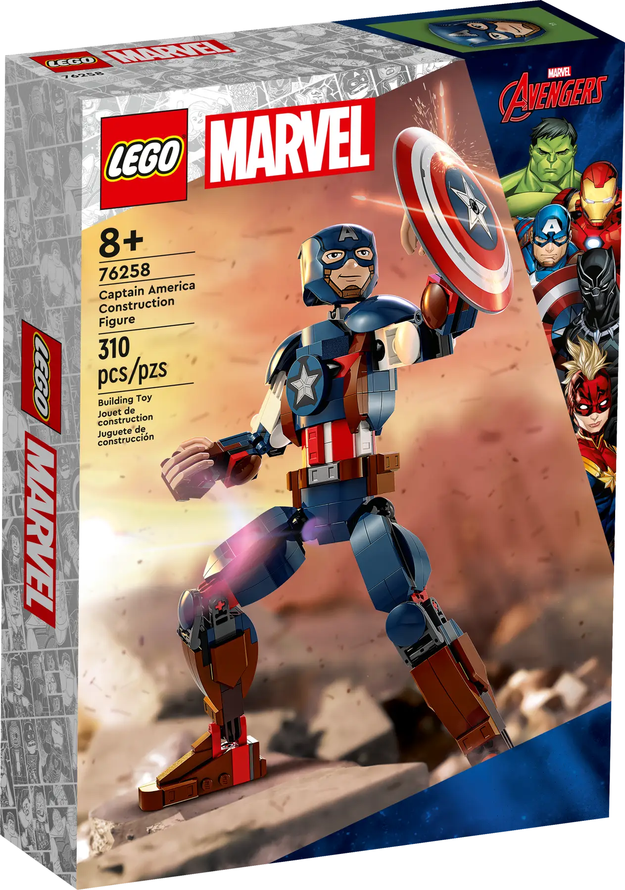 

Конструктор LEGO Marvel Сборная фигурка Капитана Америки, деталей: 310 (76258), Marvel Сборная фигурка Капитана Америки