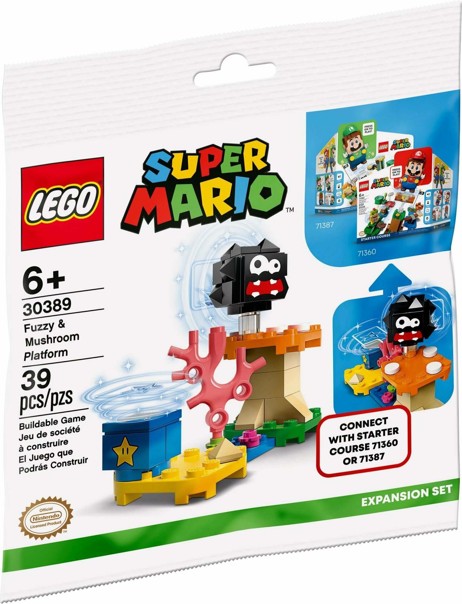 

Конструктор LEGO Super Mario платформа Fuzzy & Mushroom, деталей: 39 (30389), Super Mario платформа Fuzzy & Mushroom