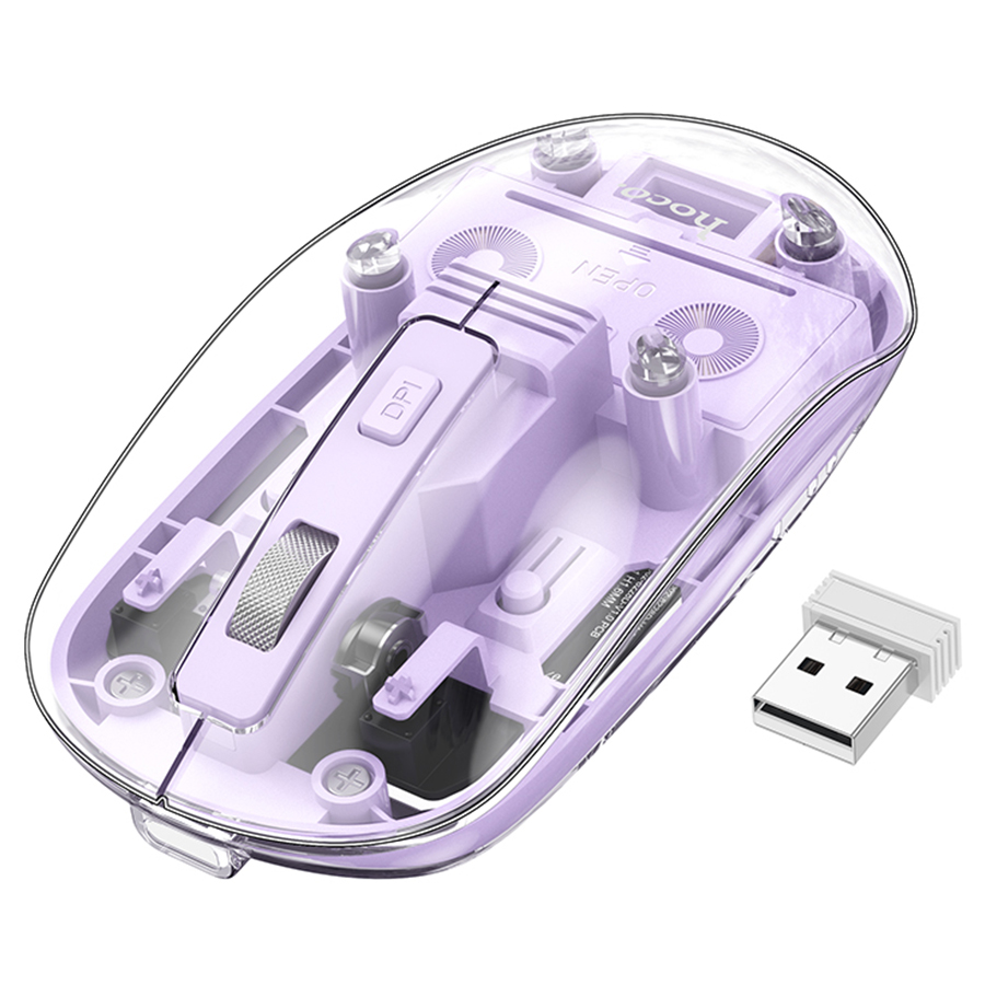 

Мышь беспроводная HOCO GM29, 1600dpi, оптическая светодиодная, Bluetooth/Радиоканал, фиолетовый (231918), GM29