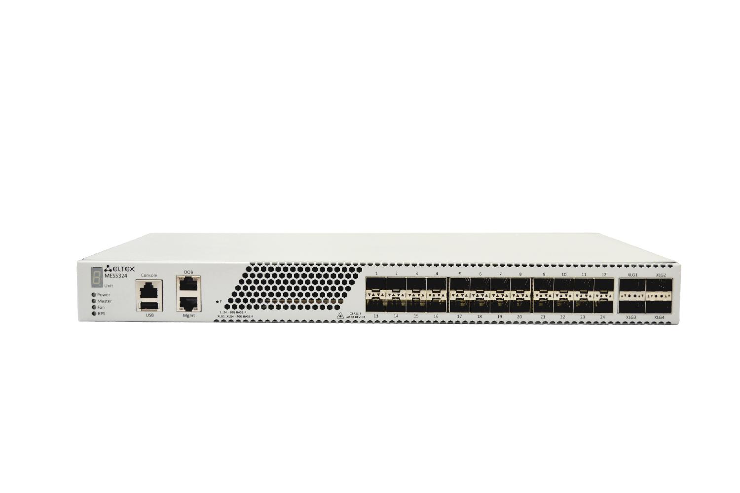 

Коммутатор Eltex MES5324, 24-Port 10GBASE-X (SFP+), 4x 40GBASE-X (QSFP), L3 Management Switch (без модулей питания), MES5324