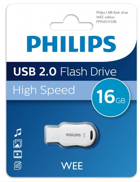 

Флешка 16Gb USB 2.0 PHILIPS WEE, белый (FM16FD110B/97)