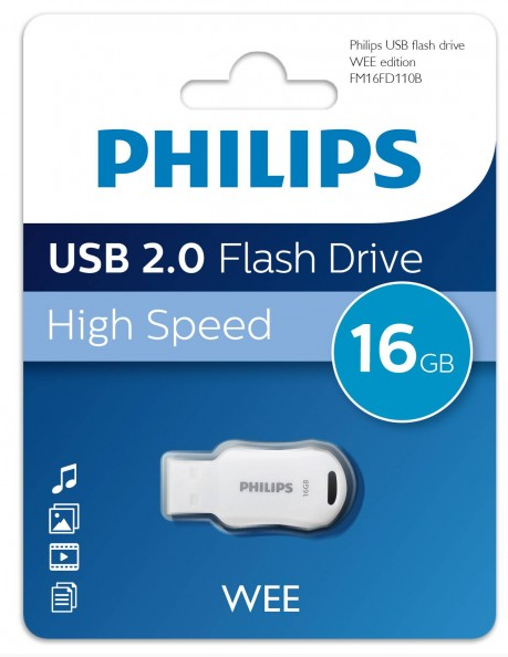 Флешка 16Gb USB 2.0 PHILIPS WEE, белый (FM16FD110B/97)