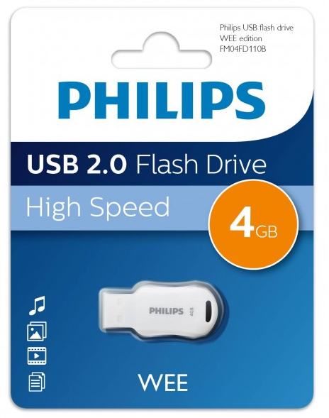 

Флешка 4Gb USB 2.0 PHILIPS WEE, белый (FM04FD110B/97)