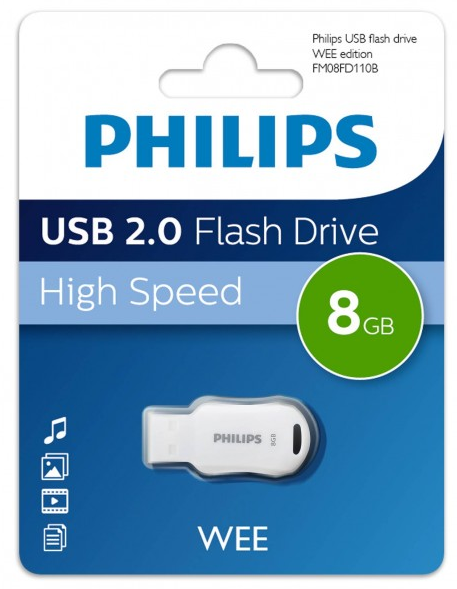 

Флешка 8Gb USB 2.0 PHILIPS WEE, белый (FM08FD110B/97)