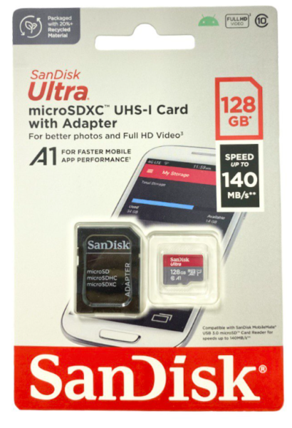 

Карта памяти 128Gb microSDXC Sandisk Ultra Class 10 UHS-I U1 A1 + адаптер (SDSQUAB-128G-GN6MA)
