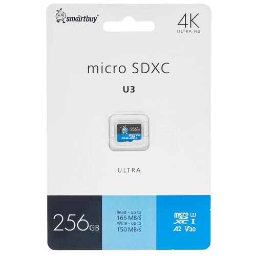 

Карта памяти 256Gb microSDXC Sandisk Ultra Class 10 UHS-I U3 V30 A2 (SB256GBSDU3UL01)