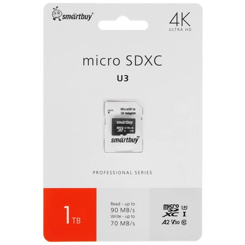 

Карта памяти 1Tb microSDXC Sandisk Ultra Class 10 UHS-I U3 V30 A2 + адаптер (SB1TBSDP01)