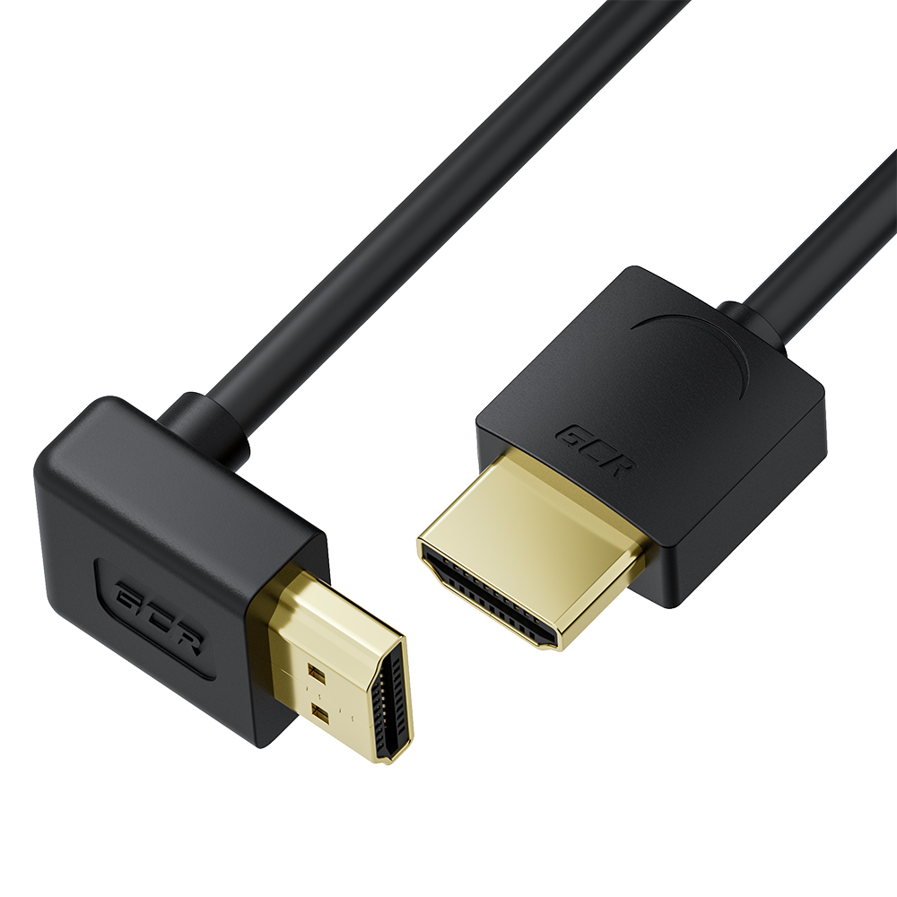 

Кабель HDMI(19M)-HDMI(19M) верхний угол/прямой v2.0 4K, экранированный, 1.5 м, черный Greenconnect SLIM GCR-H201 (GCR-55792), GCR-H201