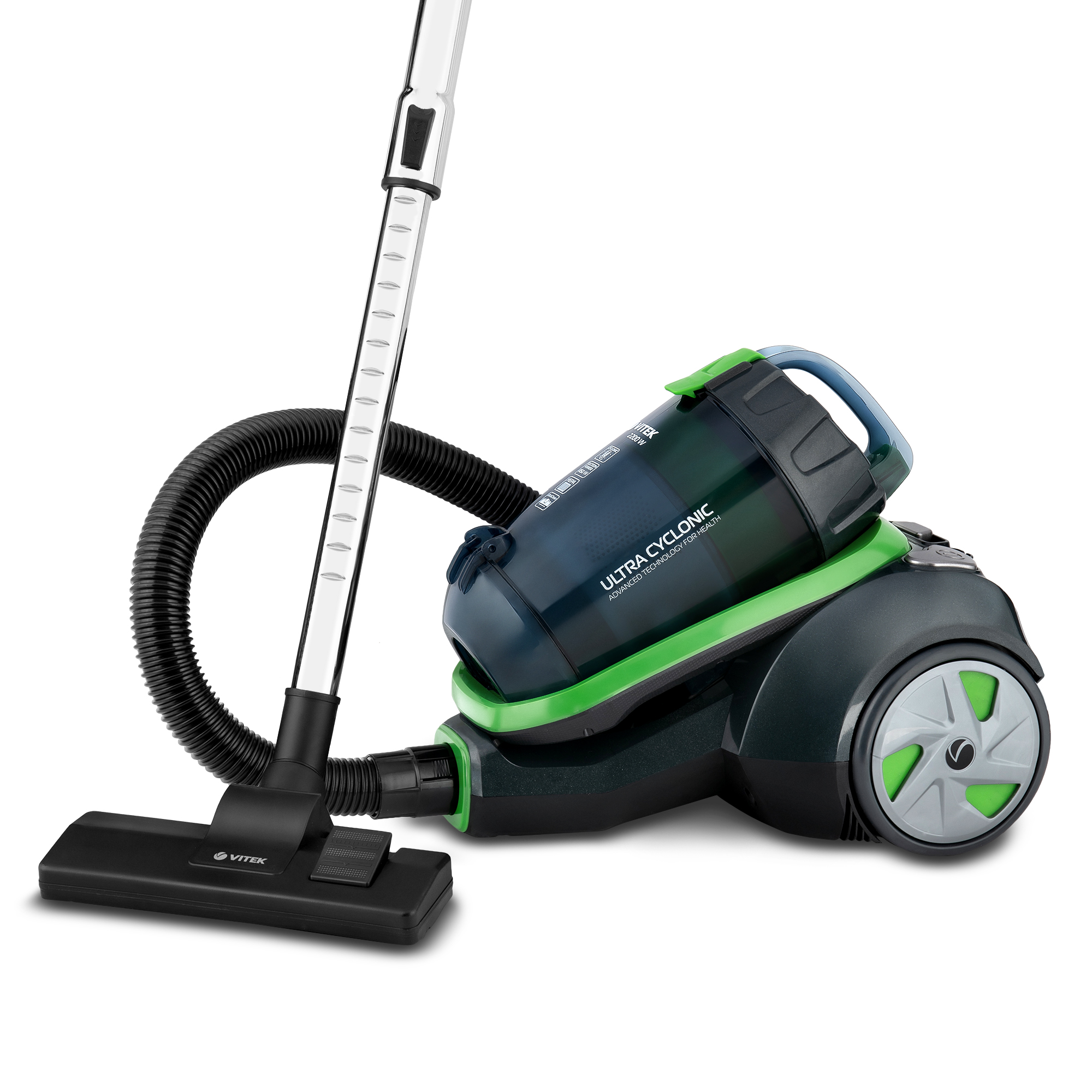 

Пылесос Vitek VT-8130 BK 1.6 кВт, 3.5 л, 5 м, зеленый/темно-синий, VT-8130 BK