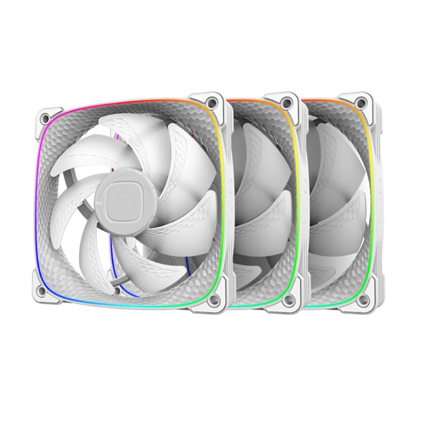 

Комплект вентиляторов Geometric Future Squama 2503W Triple Pack, 120 мм, 2000rpm, 29 дБ, 4-pin PWM, 3шт, белый, ARGB подсветка (GF_SQM-2503W-TP), 2503W Triple Pack