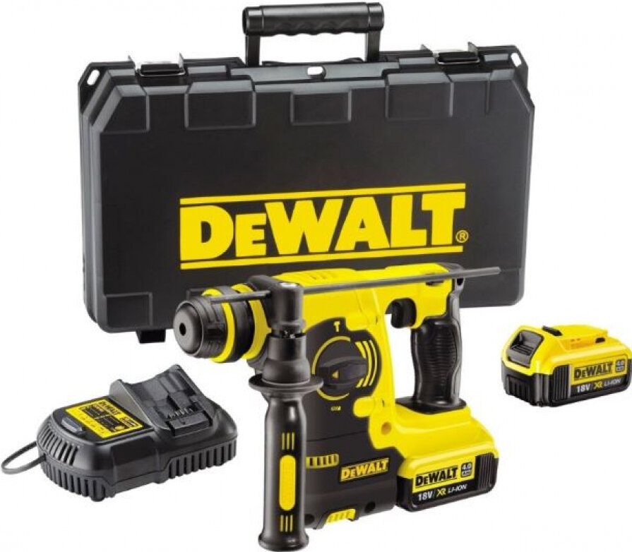 

Перфоратор DeWALT DCH253M2-QW, аккумуляторный, SDS-Plus, 2.1 Дж, 1200 об/мин, 4500 уд/мин, 18V, 4 А·ч, Li-Ion, два акб, пластиковый кейс, 3.1 кг (DCH253M2-QW), DCH253M2-QW