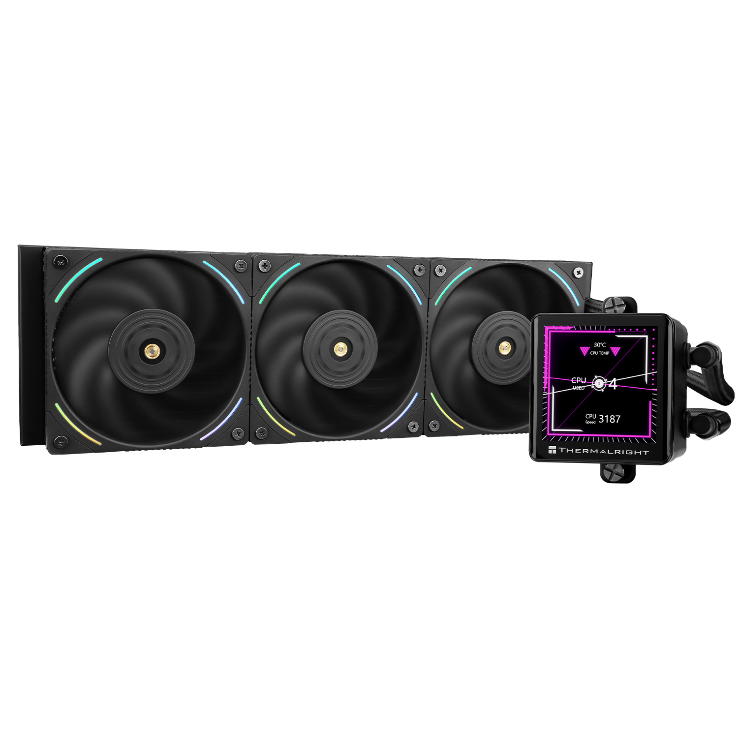 

Жидкостное охлаждение Thermalright Frozen Vision 360 BLACK для Socket 115x/2066/2011/2011-3/1200/1700/1851/AM5/AM4, 3x120 мм, ARGB, черный (F-VISION-360-BL), Frozen Vision 360 BLACK