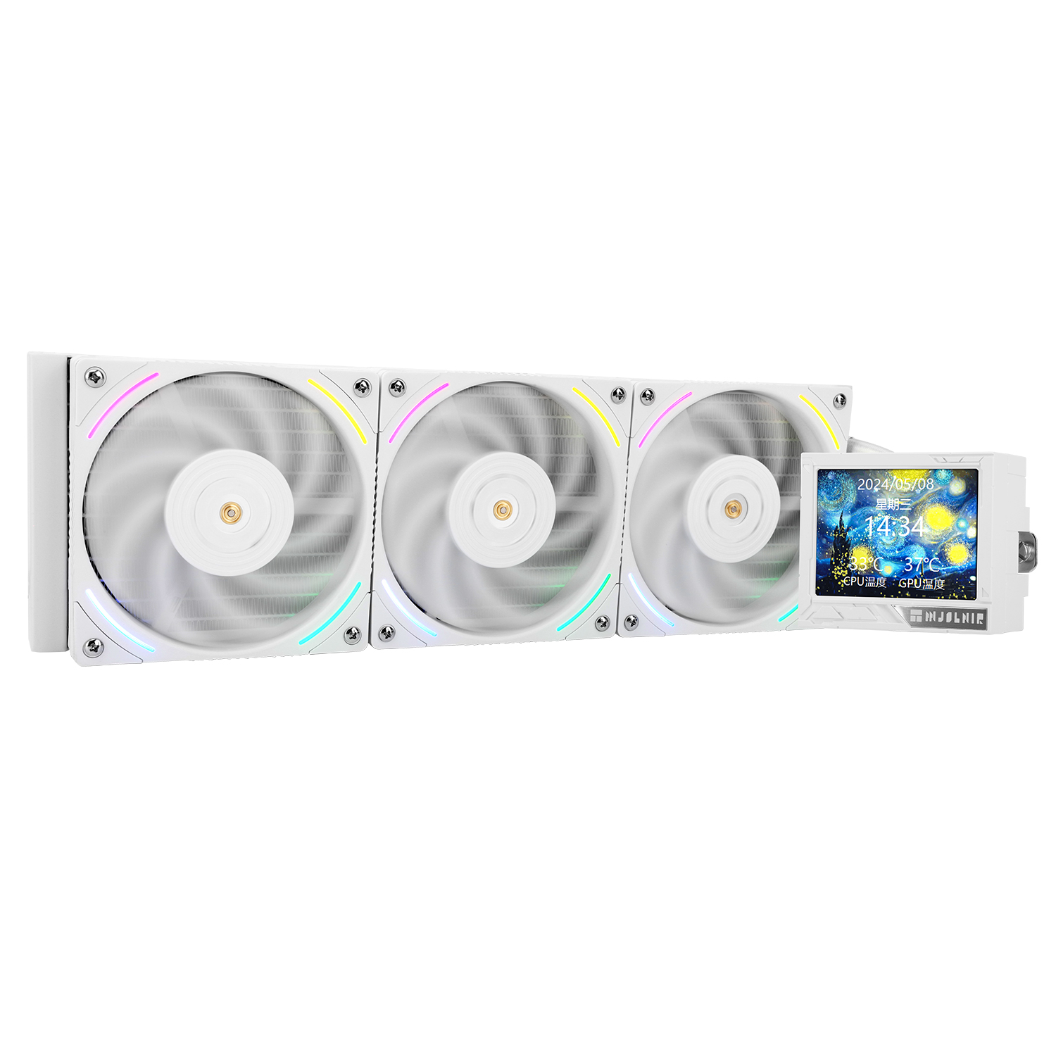 

Жидкостное охлаждение Thermalright Mjolnir Vision 360 WHITE ARGB для Socket 115x/2066/2011/2011-3/1200/1700/1851/AM5/AM4, 3x120 мм, ARGB, белый (M-VISION-360-WH-ARGB), Mjolnir Vision 360 WHITE ARGB