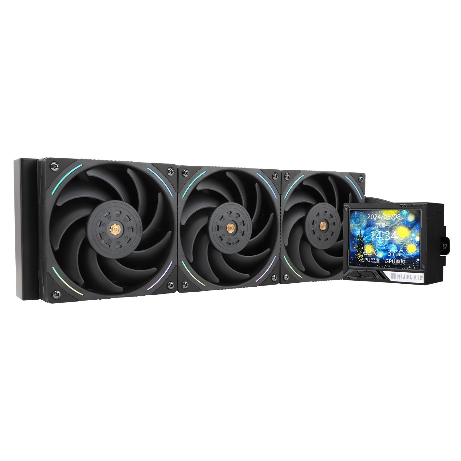 

Жидкостное охлаждение Thermalright Mjolnir Vision 360 BLACK ARGB для Socket 115x/2066/2011/2011-3/1200/1700/1851/AM5/AM4, 3x120 мм, ARGB, черный (M-VISION-360-BL-ARGB), Mjolnir Vision 360 BLACK ARGB