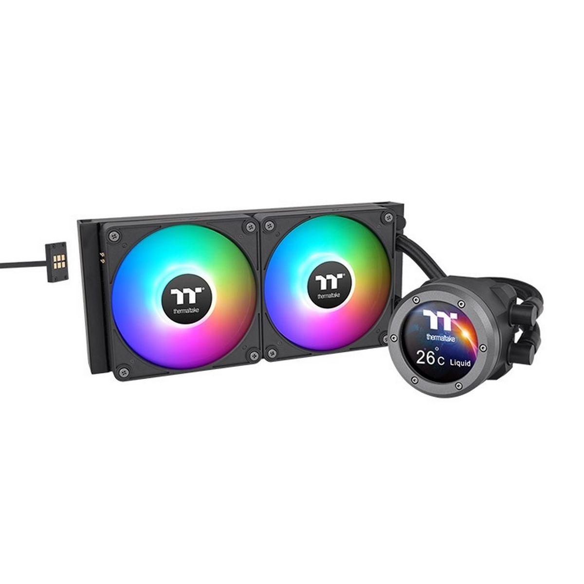 

Жидкостное охлаждение Thermaltake TH240 V2 Ultra EX ARGB для Socket 115x/2066/2011/2011-3/1200/1700/1851/AM5/AM4/AM3/AM3+/FM1/AM2+/FM2/FM2+, 2x120 мм, ARGB, черный (CL-W414-PL12SW-A), TH240 V2 Ultra EX ARGB