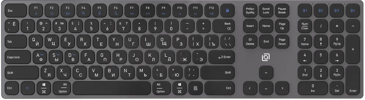

Клавиатура проводная/беспроводная Oklick K867W, мембранная, USB, черный/серый (K867W), K867W
