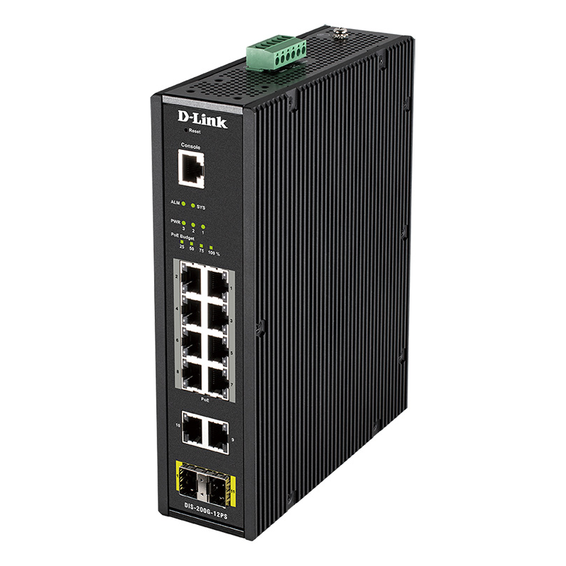 

Коммутатор D-link DIS-200G-12PS, управляемый, кол-во портов: 10x1 Гбит/с, кол-во SFP/uplink: SFP 2x1 Гбит/с, на DIN-рейку, PoE:8x30 Вт (макс. 123 Вт) (DIS-200G-12PS/A2A), DIS-200G-12PS