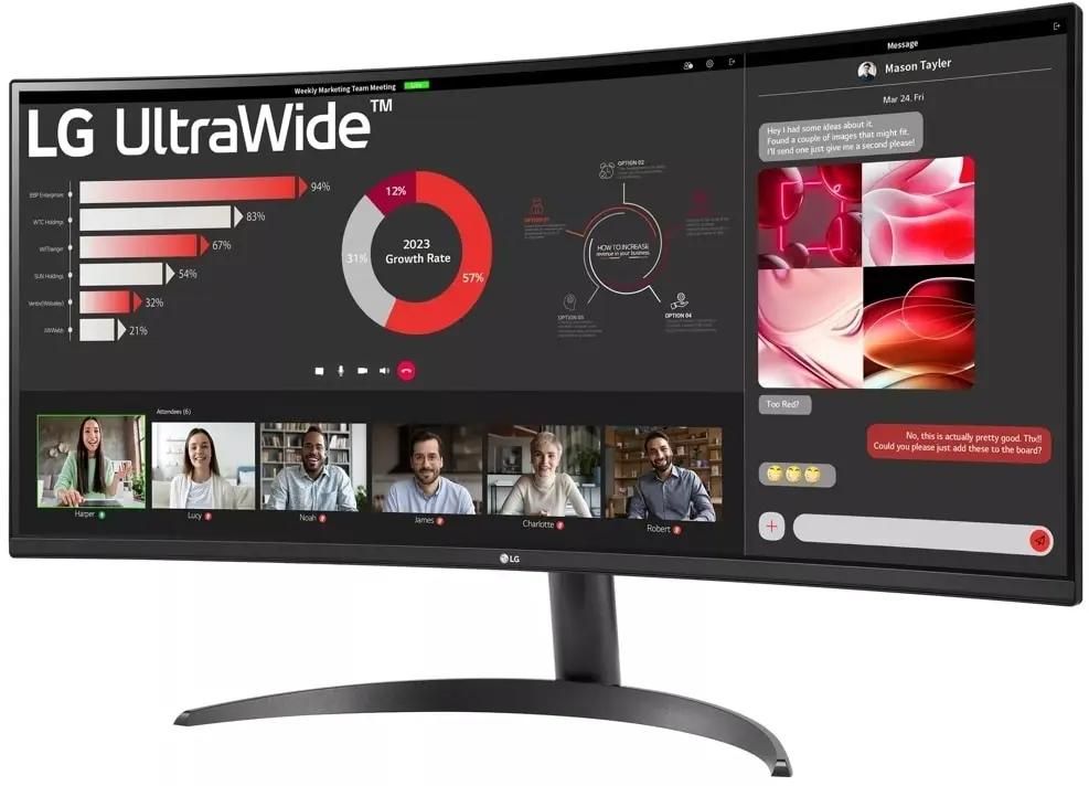

Монитор 34" LG UltraWide 34WR50QK-B VA, изогнутый, 3440x1440 (21:9), 300кд/м2, 100 Гц, 5 мс, 178°/178°, HDMI, DisplayPort, черный (34WR50QK-B.ARUZ), 34WR50QK-B