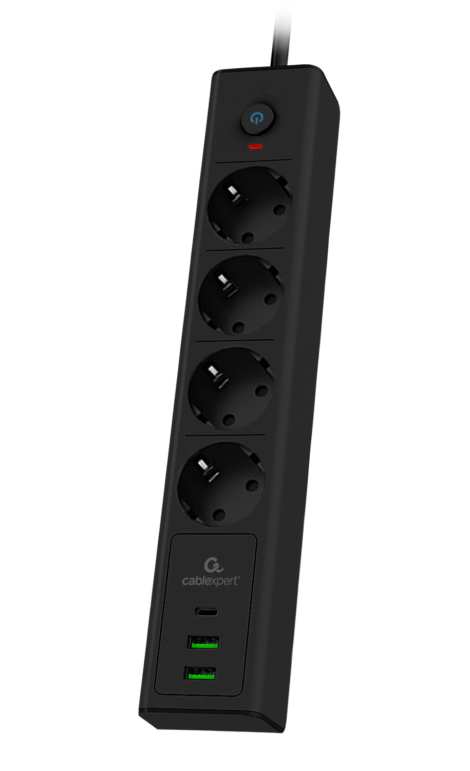 Сетевой фильтр Cablexpert Exnovo, 4-розетки, 2 м, черный (EXN-4-CU2-B-2)