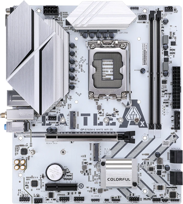Материнская плата Colorful BATTLE-AX B760M-G WHITE WIFI D5 V20, Socket1700, Intel B760, mATX