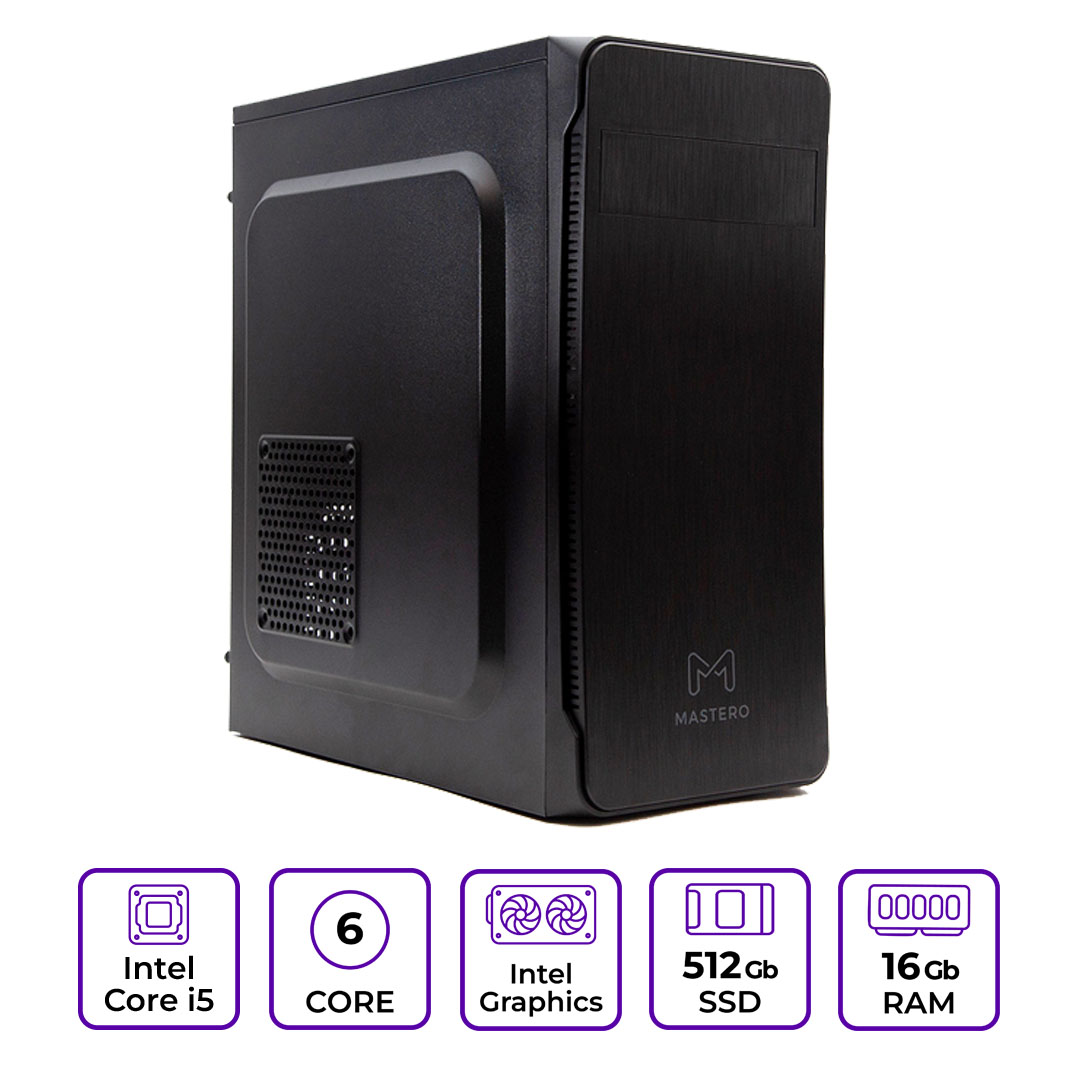 

Системный блок Mastero Middle MT15, Intel Core i5 12400 2.5 ГГц, 16Gb RAM, 512Gb SSD UHD Graphics, DOS, черный (MT15-I12400-16S512), MT15