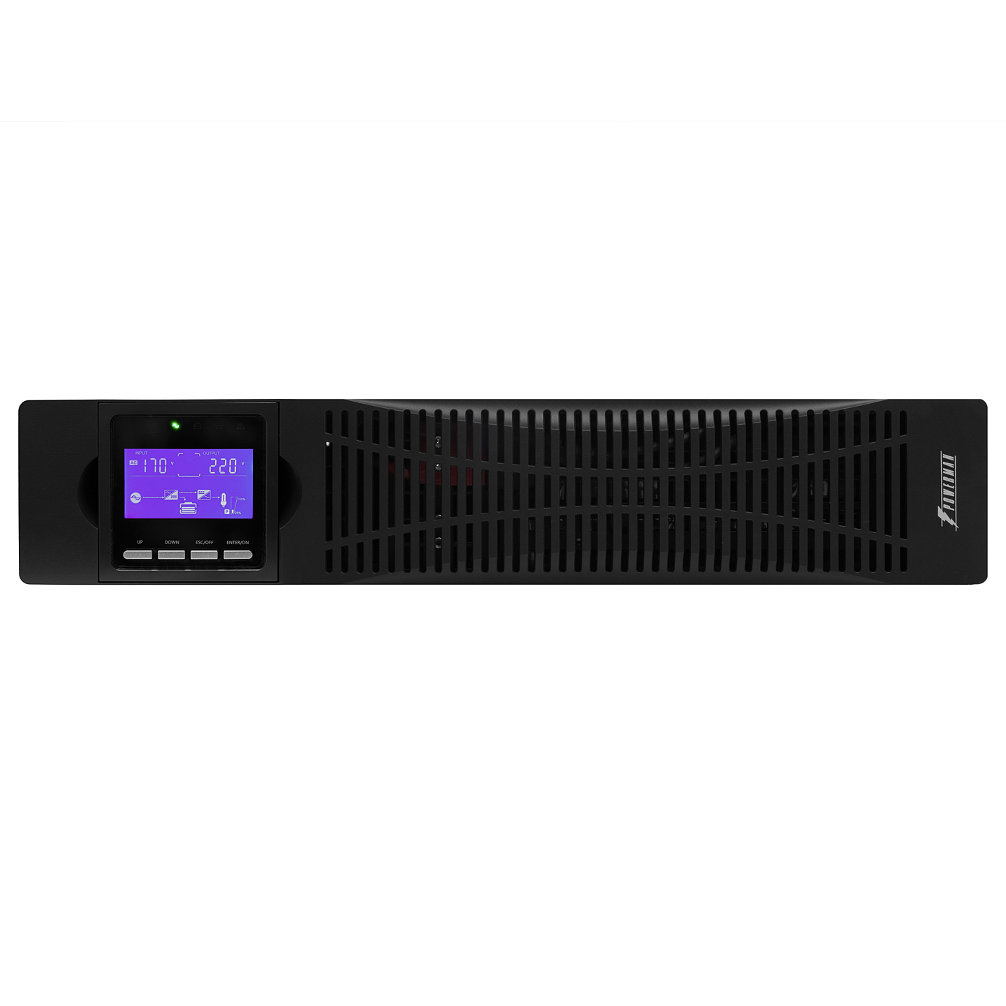 ИБП Powerman Online 1000 RT, 1000 В·А, 900 Вт, IEC, розеток - 8, USB, черный С внутреннего использования (без АКБ-батарей), обжимная клемма-АКБ и перемычка EPO в ИБП в отсеке АКБ
