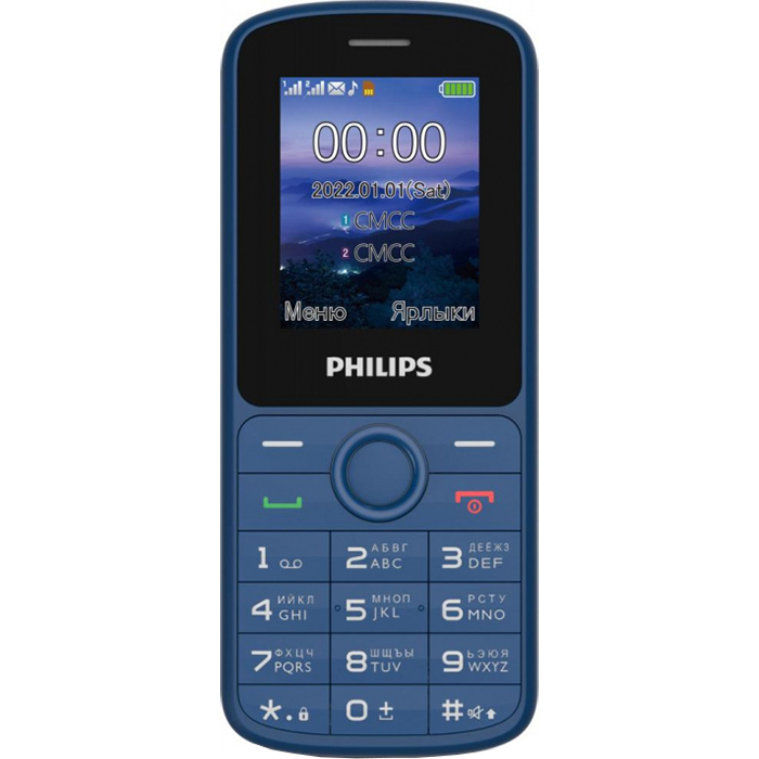 Мобильный телефон Philips E2101, 1.77" 160x128 TFT, BT, 2-Sim, 1000 мА·ч, micro-USB, синий (CTE2101BU/00) б/у, отказ от покупки, следы эксплуатации, полный комплект