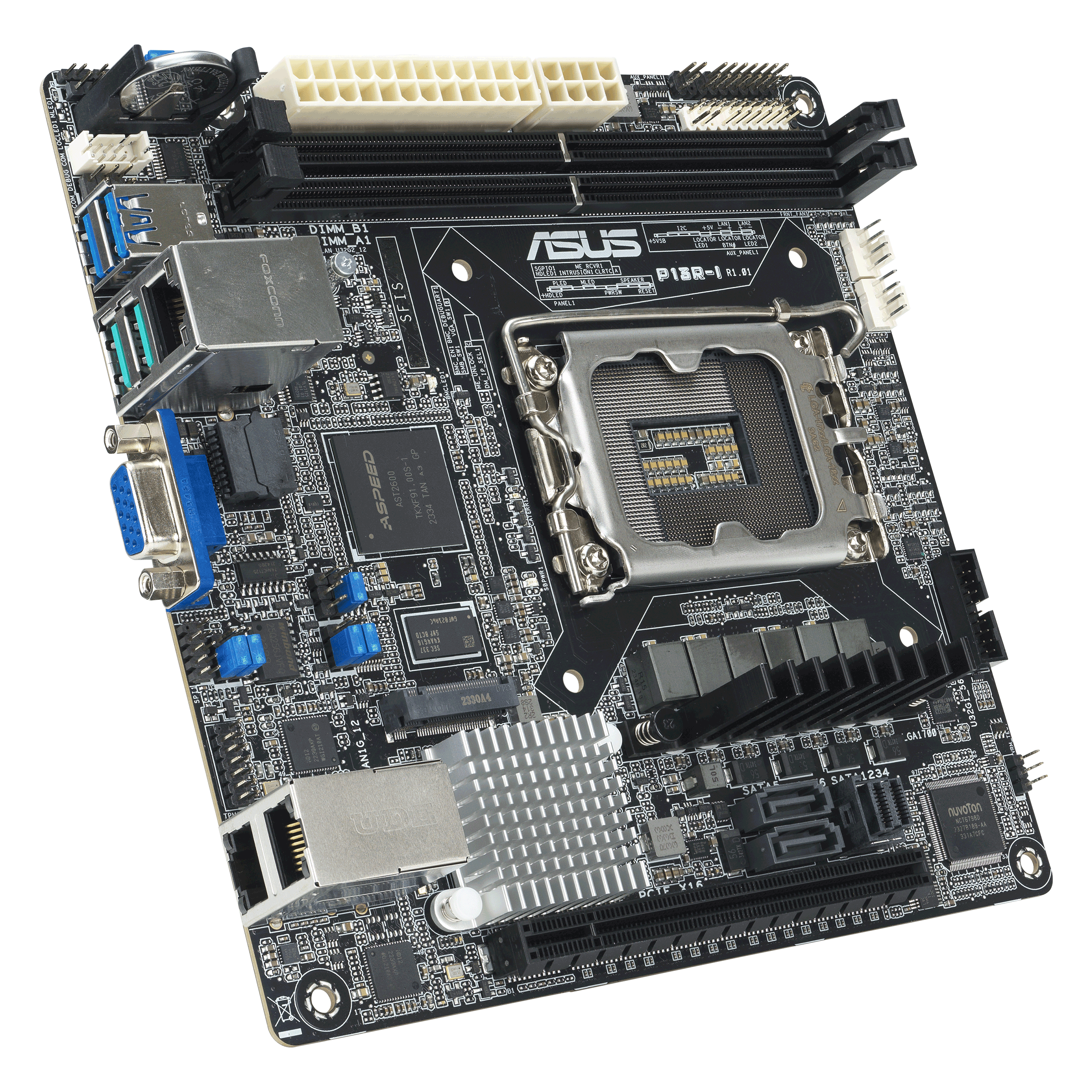 

Материнская плата ASUS P13R-I, 1xSocket1700, iC262, 2xDDR5, PCI-Ex16, 1xM.2-PCI-E, 6SATA3 RAID 0/1/5/10, 2xGLAN, ASMB11-iKVM, VGA, mini-ITX, Bulk (90SB0CR0-M0UAY0), P13R-I