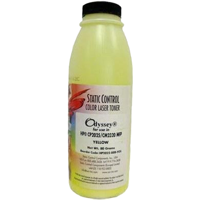Тонер Static Control HP2025-80B-YOS, бутыль 80 г, желтый