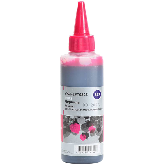 

Чернила Cactus CS-I-EPT0823, 100 мл, пурпурный, совместимые для Epson Stylus Photo R270 / 290 / RX590, CS-I-EPT0823