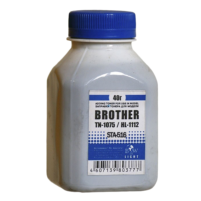 

Тонер B&W STA-516, бутыль 40 г, черный, совместимый для Brother Brother TN-1075 / 1070 / 1060 / 1050 / 1040 / 1030 / 1020 / 1010 / 1000 HL-1112 / 1110 / 1111 / 1118, STA-516