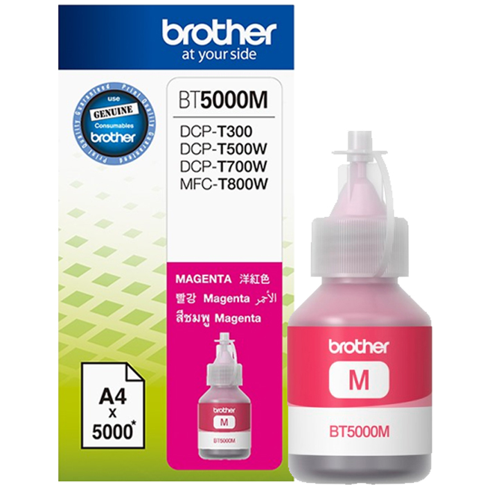 

Чернила Brother BT-5000M, 48.8 мл, пурпурный, оригинальные для Brother DCP-T300 / DCP-T500W / DCP-T700W, BT-5000M