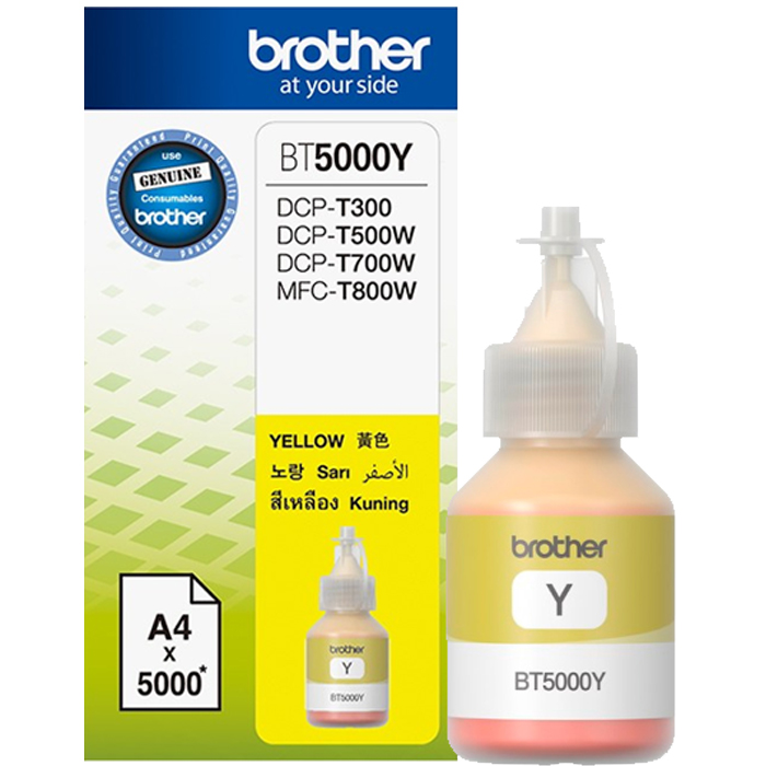 

Чернила Brother BT-5000Y, 48.8 мл, желтый, оригинальные для Brother DCP-T300 / DCP-T500W / DCP-T700W, BT-5000Y