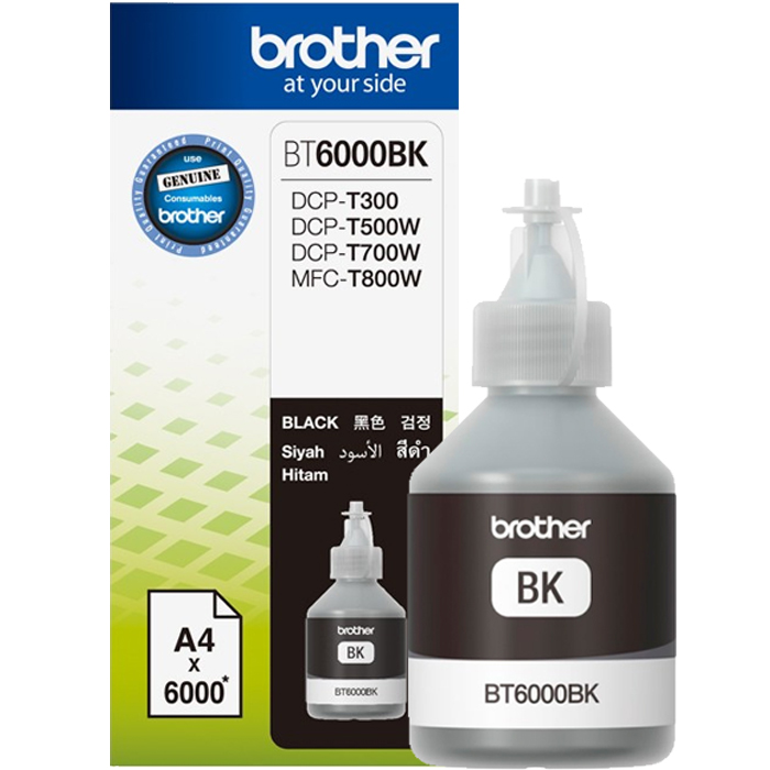

Чернила Brother BT-6000BK, 108 мл, черный, оригинальные для Brother DCP-T300 / DCP-T500W / DCP-T700W, BT-6000BK