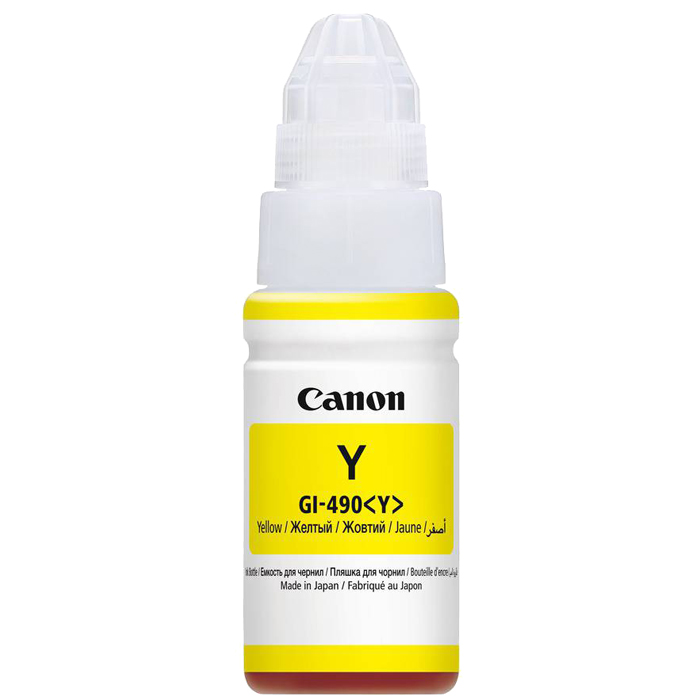 Чернила Canon GI-490 Y, 70 мл, желтый, оригинальные для Canon PIXMA G1400 / G2400 / G3400 (0666C001)