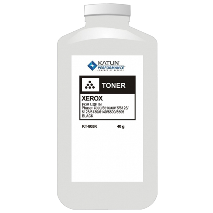 

Тонер Katun, бутыль 40 г, черный, совместимый для Xerox Phaser 6000 / 6010 / 6015 / 6125 / 6128 / 6130 / 6140 / 6500 / 6505, химический