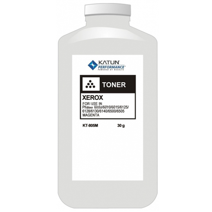 Тонер Katun, бутыль 30 г, пурпурный, совместимый для Xerox Phaser 6000 / 6010 / 6015 / 6125 / 6128 / 6130 / 6140 / 6500 / 6505, химический