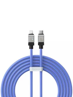 

Кабель USB Type-C-Lightning 8-pin, экранированный, быстрая зарядка, 2.4А, 20 Вт, 2 м, синий, Baseus CoolPlay CAKW000103 (CAKW000103), CAKW000103