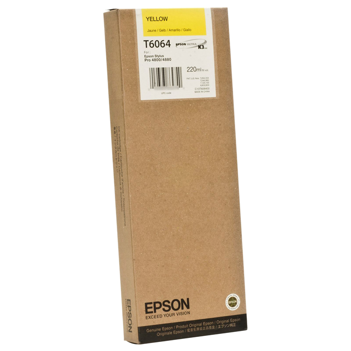 

Картридж струйный Epson T6064 (C13T606400), желтый, оригинальный, объем 220 мл для Epson Epson Stylus Pro 4880, T6064