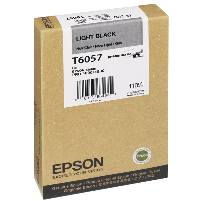 

Картридж струйный Epson T6057 (C13T605700), серый, оригинальный, объем 110мл, для Epson Stylus Pro 4800 / 4880, T6057