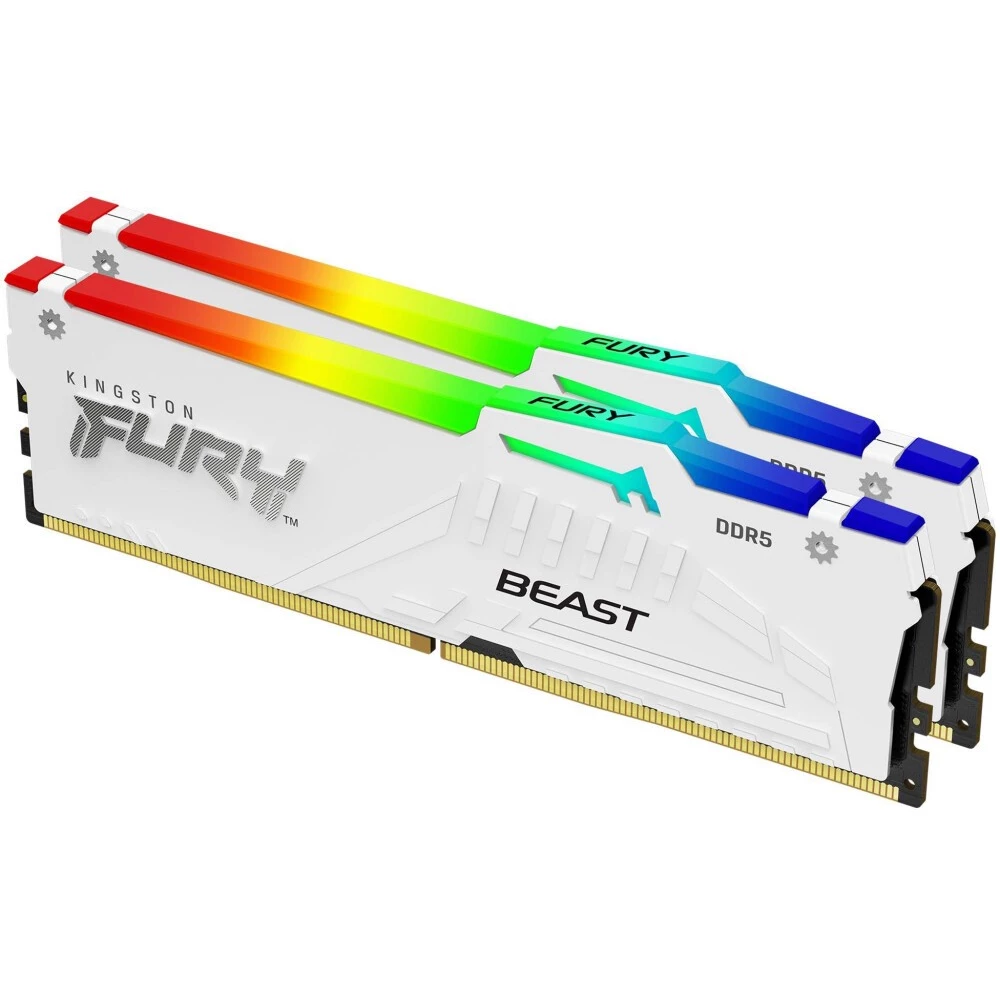 

Комплект памяти DDR5 DIMM 32Gb (2x16Gb), 5600MHz, CL36, 1.25V, Kingston FURY Beast White RGB (KF556C36BWEAK2-32) Retail, KF556C36BWEAK2-32
