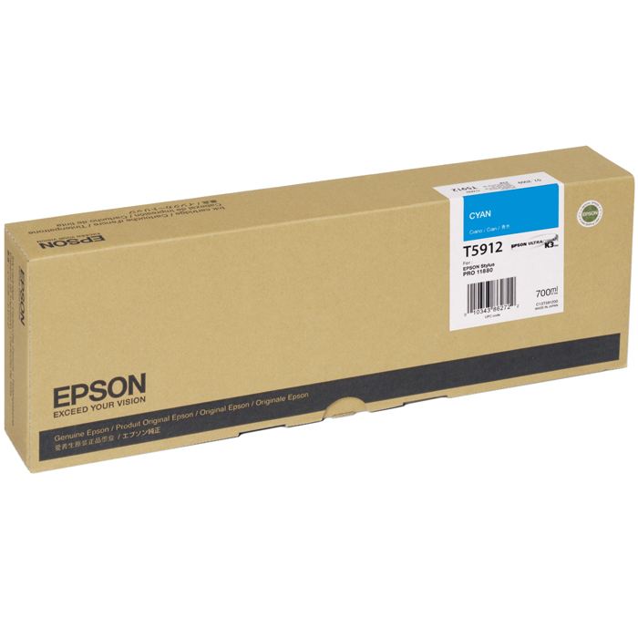 

Картридж струйный Epson T5912 (C13T591200), голубой, оригинальный, объем 700 мл для Epson Epson Stylus Pro 11880, T5912